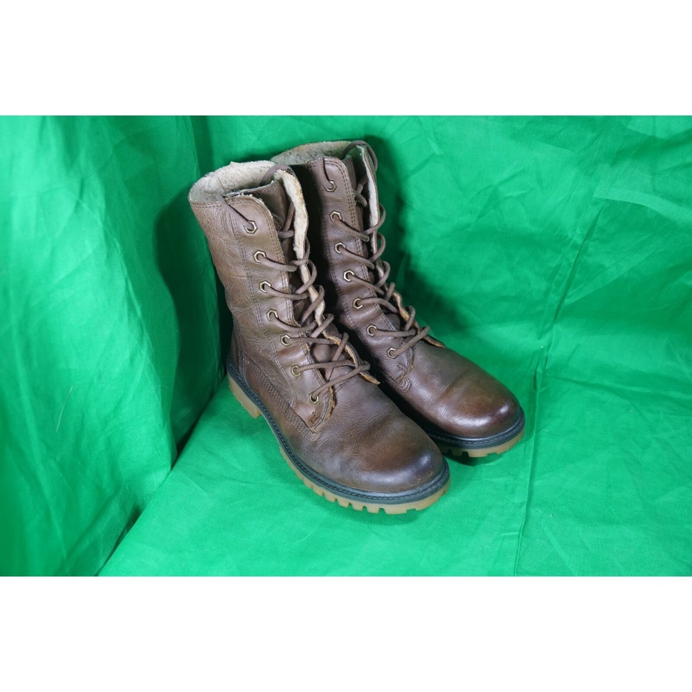 Roots Canada Womens Boots Brown Leather Lace Up Mid Calf Size EU 37 US 6.5